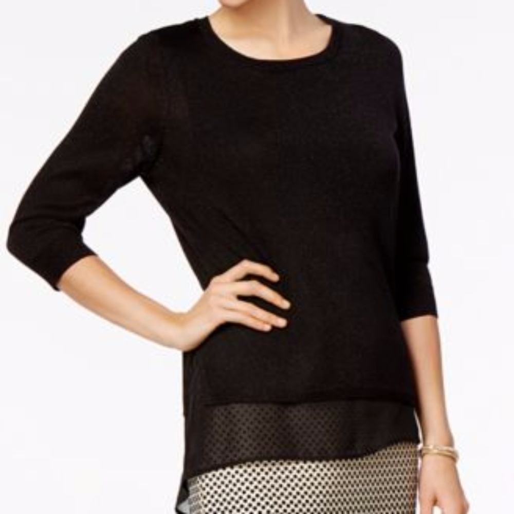 NY Collection Layered-Look Sweater Black S
